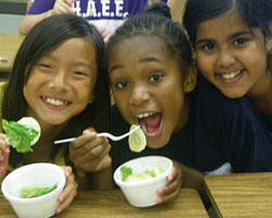 Children eating healthy food